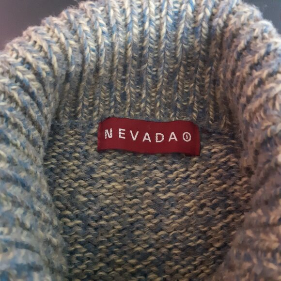 Nevada SZ L Turtle Neck Heavy Weight Sweater, Blue, Taupe & Cream - Picture 3 of 16